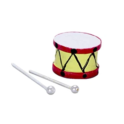 Image of Melody Jane Dolls House Childs Toy Drum with Sticks Miniature Shop Nursery Accessory 1:12