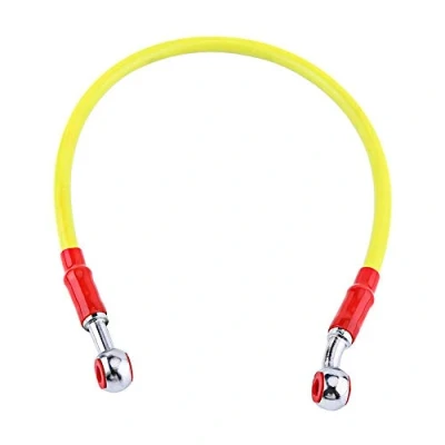 Image of brake Oil Hose Line, Braided line Banjo Fitting Stainless Steel End, Suitable for Most of Motorcycle(45CM Yellow)