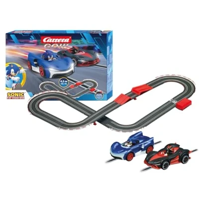 Image of Carrera Go Sonic The Hedgehog Battery Operated Slot Car Racing Track Set, 4.3 m Race with 2 Cars, Includes Hand Controller, Jumping and Batteries,Children from 6 Years Adults