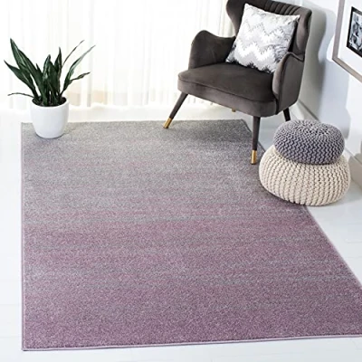 Image of Safavieh Modern Ombre Rug for Living Room, Dining Bedroom Adirondack Collection, Short Pile, in Purple and Green, 135 X 196 cm
