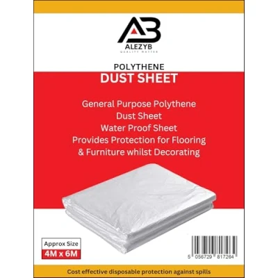 Image of AlezyB 1 x Professional Resauable Dexuxe Dust Sheet Cover Polythene DIY Painting Decorating Furniture Floor Carpet Quality Water Resistannt Backing 3X 2M (118x 78 inch)
