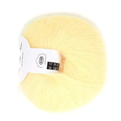 Image of Kid Mohair Yarn, Popular Soft Knitting Angora Wool Yarn for DIY Knitting(Light Yellow)