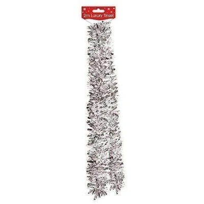 Image of The Home Fusion Company Silver Christmas Decoration 2M 6.5Ft Luxury Tinsel Decorate Xmas Tree