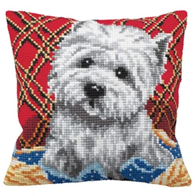 Image of Collection d&#039;Art Cross Stitch Cushion: Bichon