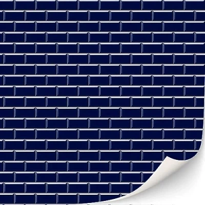 Image of 3 Sheets Self Adhesive Wall Tiles, Bathroom Kitchen Metro Tiles for Dollhouses, Scale 1:12 (Glazed Dark Blue)
