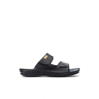 Image of Tarifa Leather Men&#039;s Slides Sandals