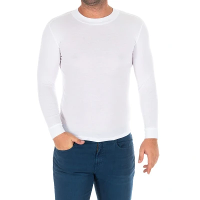 Image of Kisses&amp;Love Mens Long sleeved T shirt with half high collar 1625 H man White Size X Large