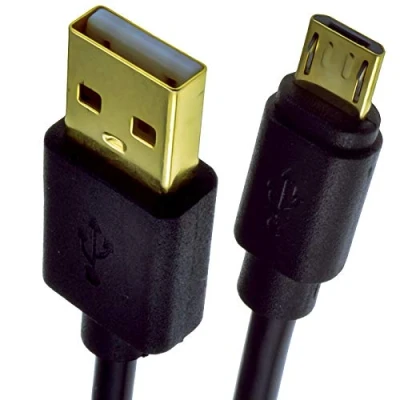 Image of kenable Gold USB 2.0 A to MICRO B FAST CHARGE and Sync Cable 24AWG 3m Black