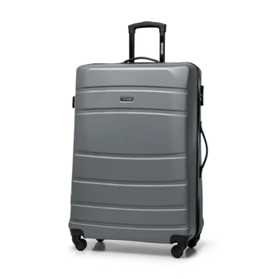 Image of WITTCHEN Travel Suitcase Carry On Cabin Luggage Hardshell Made of ABS with 4 Spinner Wheels Combination Lock Telescopic Handle Globe Line Size Large Grey