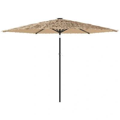 Image of vidaXL Garden Parasol with Steel Pole Brown 288x288x225 cm