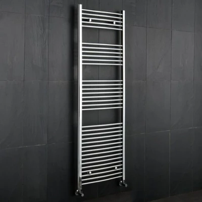 Image of Curved Chrome Towel Rail 1800 x 600 mm