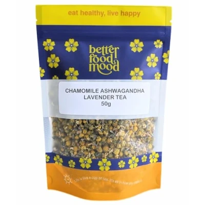 Image of Better Food Mood Sleep Tea Chamomile Ashwagandha &amp; Lavender Loose Leaf 50g No Caffeine Well Herbal Relax and Calm Your Senses
