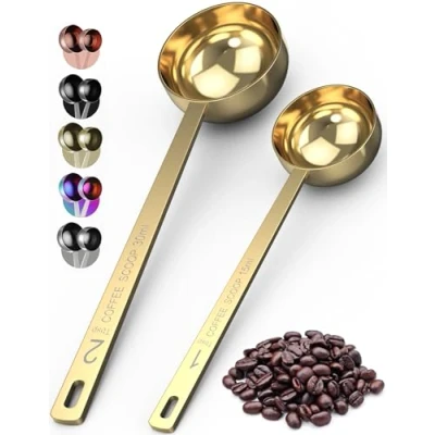 Image of ORBLUE Stainless Steel Coffee Scoop Set: Measuring Spoons for Ground Coffee, Espresso, Tea, Sugar &amp; Milk Powder 2 Sizes