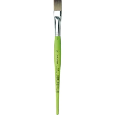 Image of Da Vinci 374 Series Flat Brush, 16, Synthetic Fiber, Green, 19.5 x 1.36 30 cm