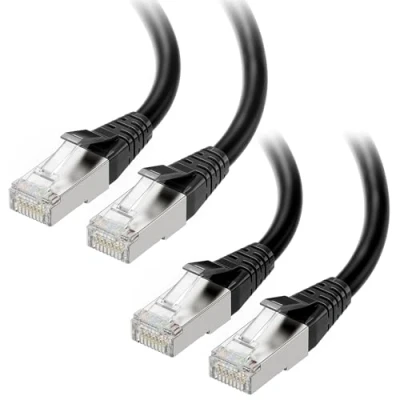 Image of Cable Matters 2 Pack, 40Gbps Shielded Short Cat 8 Ethernet 1.5m in Black (2000 Mhz 8, Cat8 Internet Cable, Gaming Lan 8) 1.5 Meter