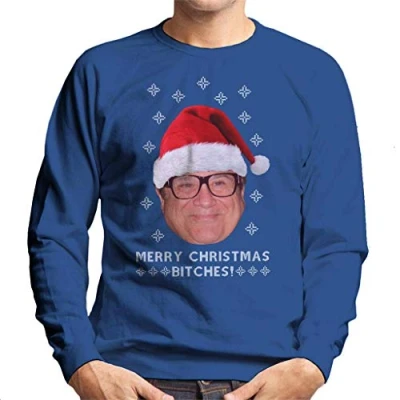 Image of Cloud City 7 Danny DeVito Merry Christmas Bitches Men&#039;s Sweatshirt Royal Blue