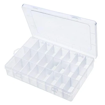 Image of GOTRUST Clear Plastic Jewelry Box Storage Boxes with 24 Compartments Sorting Earring Containers for Beads Tool Small Accessories
