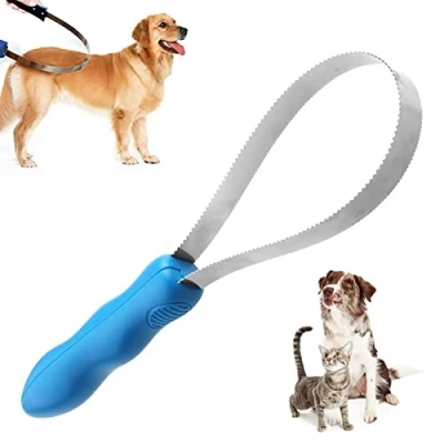 Image of Yeeda Sided Shedding Blade, Dog Loop Brush, Stainless Steel Horse Pets Grooming Tool With Soft Touch Grip Handle