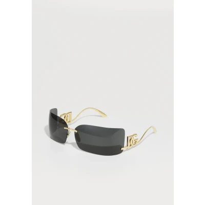 Image of Dolce &amp; Gabbana Woman DG2319 02/87 Sunglasses Metal Gold Grey Squared Normal