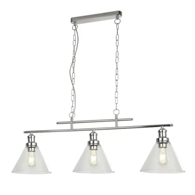 Image of Pyramid 3 Light Pendant Chrome, Glass Shade, E27