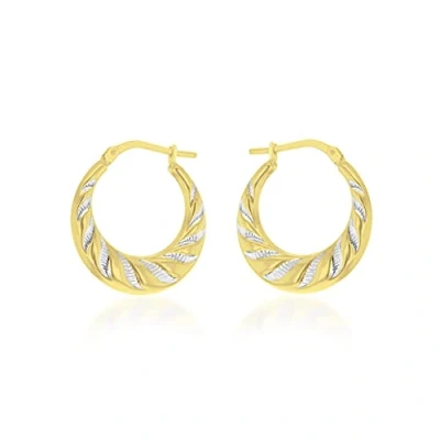 Image of Tuscany Silver Women&#039;s Sterling 9 ct Gold Bonded 2 Tone Stripe 20 mm Creole Earrings