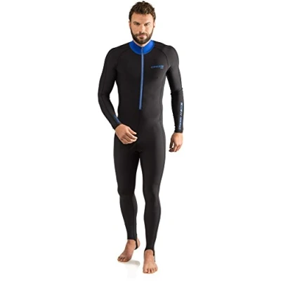 Image of Cressi Men&#039;s 1mm One piece wetsuit Skin, Black Blue, L/4 UK