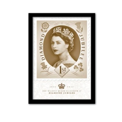 Image of Pyramid International &quot;Royal Mail (Diamond Jubilee Brown) Framed Print Memorabilia, Multi Colour, 30 x 40 cm