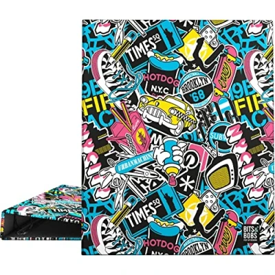 Image of Grafoplás A4 School Binder 4 Mixed Rings 25mm Bits &amp; Bobs Pop Up Design Collection New York City FSC Certified