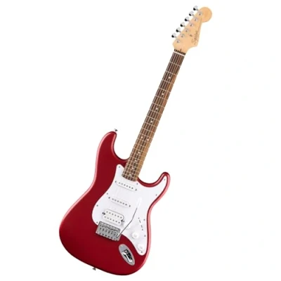 Image of Squier by Fender Debut Collection HSS Stratocaster Electric Guitar, Laurel Fingerboard, White Pickguard, Dakota Red