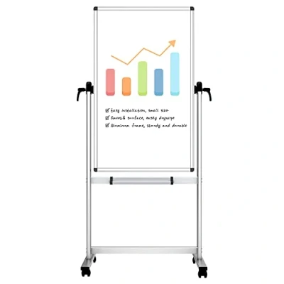 Image of VIZ PRO Double Sided Magnetic Revolving Mobile Whiteboard, Aluminium Frame &amp; Stand,W600xH1200mm