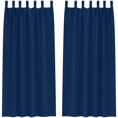 Image of Curtains with 2 pcs Dark blue 245 x 140 cm Polyester Vidaxl
