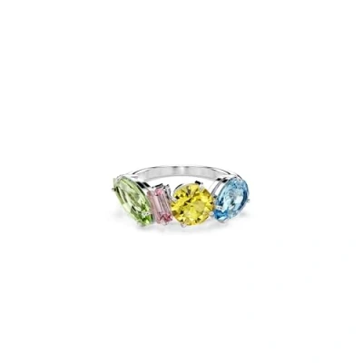 Image of Swarovski Gema cocktail ring, Mixed cuts, Multicoloured, Rhodium plated