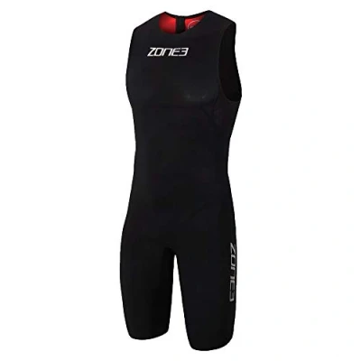 Image of Zone3 Men&#039;s Streamline Sleeveless Swimskin, Black/Red, L