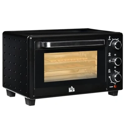 Image of HOMCOM Mini Oven, 21L Countertop Electric Grill, Toaster Oven with Adjustable Temperature, Timer, Baking Tray and Wire Rack, 1400W, Black