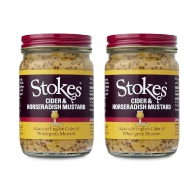 Image of Stokes Cider &amp; Horseradish Wholegrain Mustard 185g Pack of 2