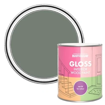 Image of Rust Oleum Green Interior Wood Paint in Gloss Finish Serenity 750ml