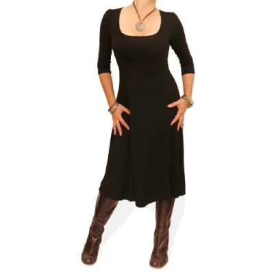 Image of Blue Banana Women&#039;s Scoop Neck Knee Length Fit and Flare Dress Black Size 10