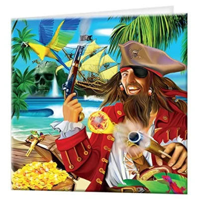 Image of 3D LiveLife Greeting Card Pirate Island from Deluxebase. Colourful Lenticular for any occasion and age. Original artwork licensed renowned artist, Michael Searle