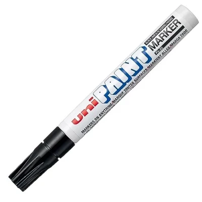 Image of Uni Coloured Medium (2.2 2.8mm) PX 20 Black Oil Paint Marker Pen Metal Glass Wood Plastic Stone Outdoor Bullet Nib Tip (Pack Of 1)