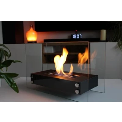 Image of Bio Ethanol Fireplace Indoor Outdoor Camping Glass Top Burner Fire Scala 2 (Black)