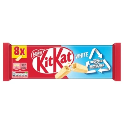 Image of KitKat 2 Finger White Chocolate Biscuit Bar, 8 x 20.7g