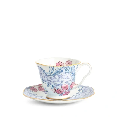 Image of Wedgwood Butterfly Bloom Cup &amp; Saucer Blue Pink, Multicoloured,8 Oz