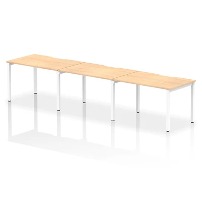 Image of Evolve Single White Frame Bench Desk 1200 Maple (3 Pod) BE399