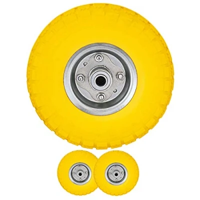 Image of 2 x 10&quot; Yellow Sack Truck Hand Trolley Cart Wheelbarrow Solid Rubber Wheel Tyre Tires