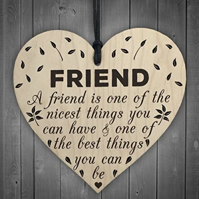 Image of RED OCEAN Being A Friend Is The Nicest Thing Wooden Hanging Heart Friendship Plaque Gift