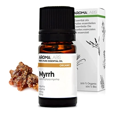 Image of BIO Myrrh Essential Oil 5mL 100% Pure, Natural, Chemotyped and AB/Cosmos Certified AROMA LABS (French Brand)
