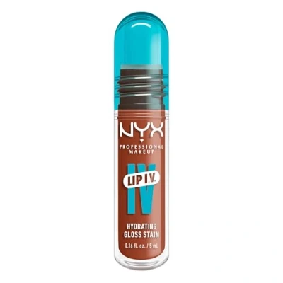 Image of NYX Professional Makeup Lip IV Hydrating Gloss Stain, Gloss, Up to 12HR Hydration, High Pigment, Wet Shine Finish, Caramel Drip