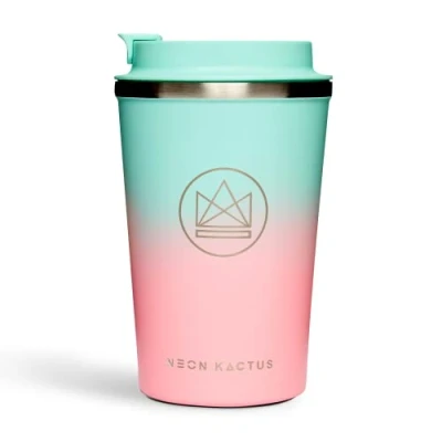 Image of Neon Kactus Insulated Coffee Cup Travel Double Wall for Hot &amp; Cold Drinks Reusable Cups with Lids Fully Leakproof, Dishwasher Safe, Eco Friendly Twist Shout, 12oz
