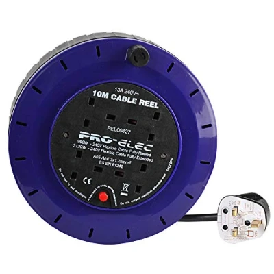 Image of PRO ELEC PEL00427 4 Socket Cassette Reel,Blue, 13A, 10 m