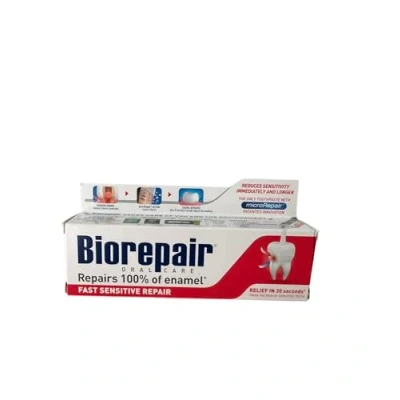 Image of biorepair fast sensitive toothpaste 75ml (pack of two) repairs damaged tooth enamel and prevents plaque tartar from forming helping to prevent decay before it can start.